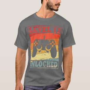 Camiseta Aniversário de 12 anos Gamingheme Nível 12 Desbloq