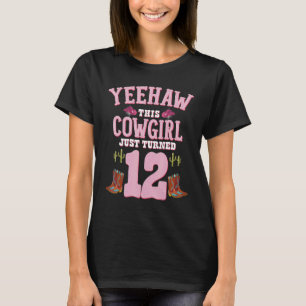 Camiseta Aniversário de 12 anos Meninas Cowgirl Yeehaw Tema