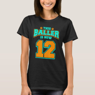 Camiseta Aniversário De 12 Para Rapazes, Basquete, 12 Anos,