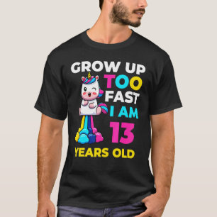 Camiseta Aniversário De 13 Anos Cresce Demasiado Rápido 13