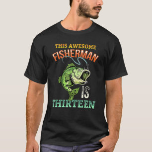 Camiseta Aniversário de 13 anos pescando robalo adolescente