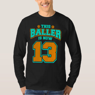 Camiseta Aniversário De 13 Para Meninos De Basquete De 13 A