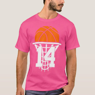 Camiseta Aniversário de 14 anos de 14 de basquete