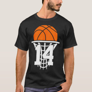 Camiseta Aniversário de 14 anos de 14 de basquete
