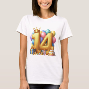 Camiseta Aniversário de 14 anos de ouro