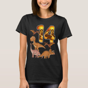 Camiseta Aniversário de 14 anos Dinosaur T-rex 14 Anos de I