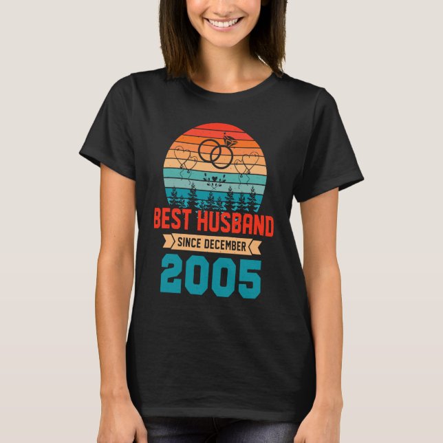 Camiseta Aniversário de 14 de Retro Sunset para Marido (Frente)