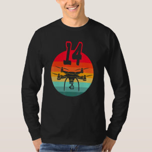 Camiseta Aniversário de 14 I Retro Remote Control Drones co