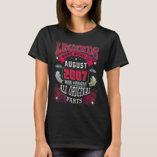 Camiseta Aniversário de 15 anos Lendas nascidas em agosto