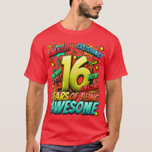 Camiseta Aniversário de 16 anos Estilo Cômico Incrível Desd
