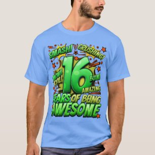 Camiseta Aniversário de 16 anos Estilo de Quadrinhos Incrív
