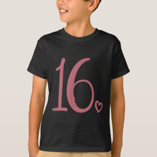 Camiseta Aniversário de 16 anos para meninas Dezesseis Núme