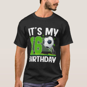 Camiseta Aniversário de 16 Anos Tema de Futebol É Meu 16º A