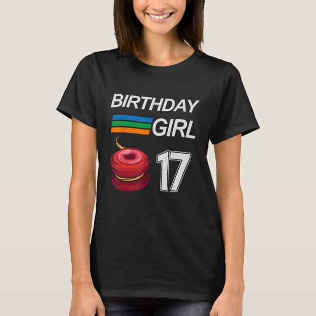 Camiseta Aniversário De 17 Anos Para Meninas Crianças YOYO (Frente)