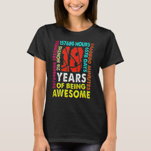 Camiseta Aniversário de 18 anos 18 Anos de Idade 216 Meses