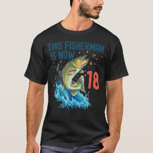 Camiseta Aniversário de 18 Anos de Pesca Homem Peixe de 18