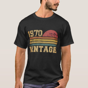 Camiseta Aniversário de 1970 pôr do sol retrô vintage