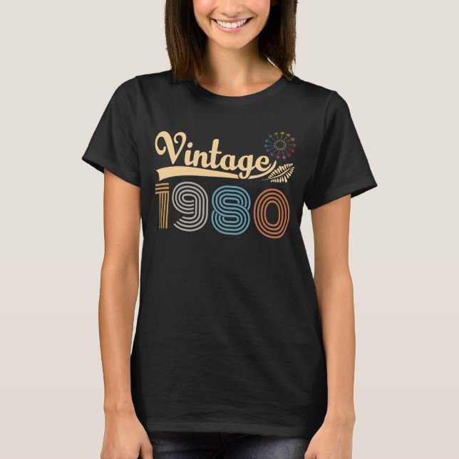 Camiseta aniversário de 1980 da vintage (Frente)