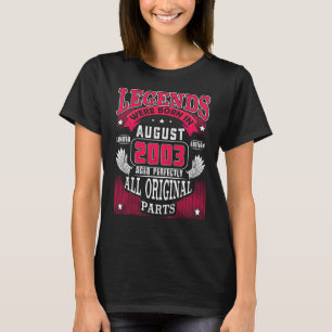 Camiseta Aniversário de 19 anos Lendas nascidas em agosto