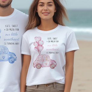 Camiseta Aniversário de 1 ano Balões Rosa de São Valentim e
