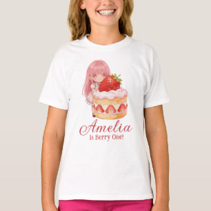 Camiseta Aniversário de 1 ano da Menina de Aquarela Doce Mo