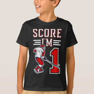 Camiseta Aniversário de 1 ano de menino de hóquei no gelo i