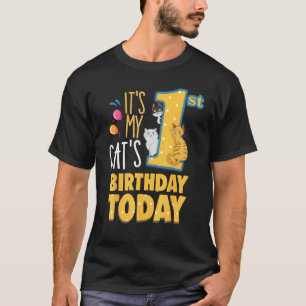 Camiseta Aniversário de 1 ano do meu gato hoje é o aniversá
