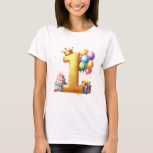 Camiseta Aniversário de 1 ano Dourado