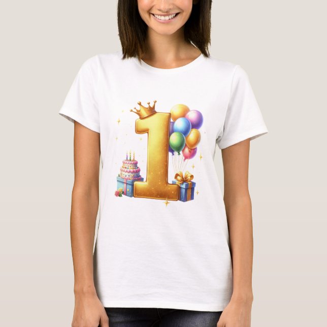 Camiseta Aniversário de 1 ano Dourado (Frente)