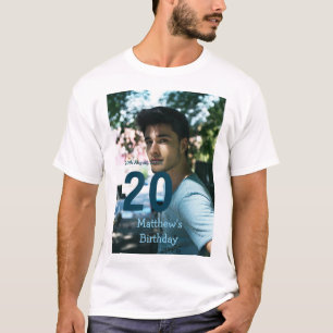Camiseta aniversário de 20 anos adicionar nome foto data ho