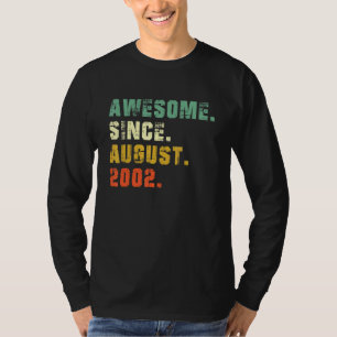 Camiseta Aniversário de 20 anos de 20 desde 20 de agosto