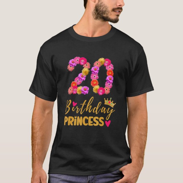 Camiseta Aniversário De 20 Anos Princesa Flor É Minha 20 B (Frente)