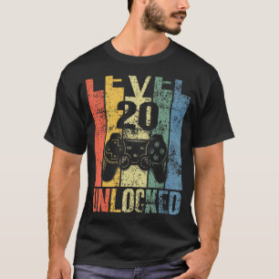 Camiseta Aniversário De 20 De Nível 20 Desbloqueado Para Ga
