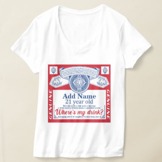 Camiseta aniversário de 21 anos - Adicionar bebidas com nom