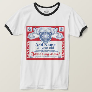 Camiseta aniversário de 21 anos - Adicionar bebidas com nom