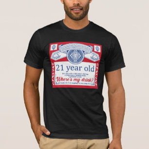 Camiseta aniversário de 21 anos bebe legalmente, onde está