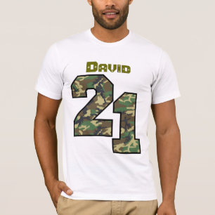 Camiseta Aniversário de 21 anos Camo um nome feito sob
