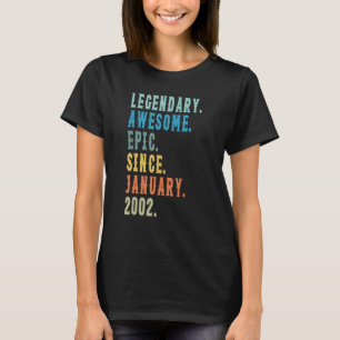 Camiseta aniversário de 21 anos de Janeiro de 2002, com 21