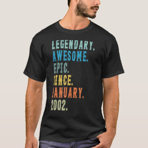 Camiseta aniversário de 21 anos de Janeiro de 2002, com 21