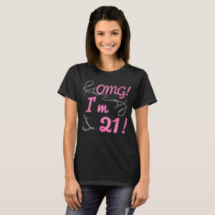 Camiseta ANIVERSÁRIO DE 21 ANOS de OMG para Meninas