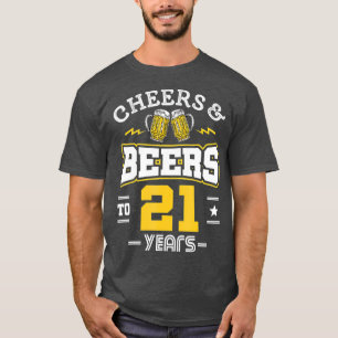 Camiseta aniversário de 21 anos e cervejas até 21 anos de g
