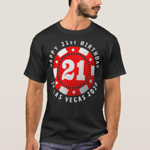 Camiseta aniversário de 21 anos em Las Vegas 2020 Poker Ch