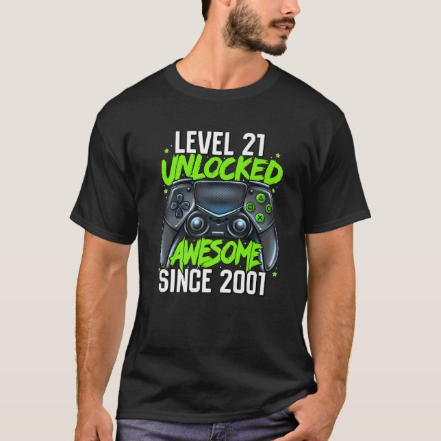 Camiseta aniversário de 21 anos Gaming Nível 21 Sin Incríve (Frente)