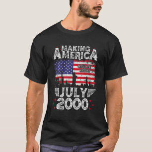 Camiseta aniversário de 21 anos Gift Julho 2000 Bandeira A