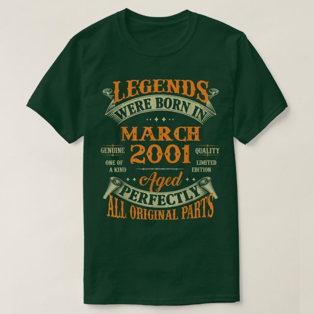 Camiseta aniversário de 21 anos Gift Legends Nascer Em Març (Frente do Design)