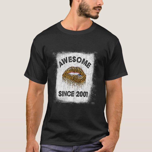 Camiseta Aniversário De 21 Anos Incrível Desde 2001 Leopard (Frente)