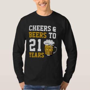 Camiseta aniversário de 21 anos para saudações e cervejas a