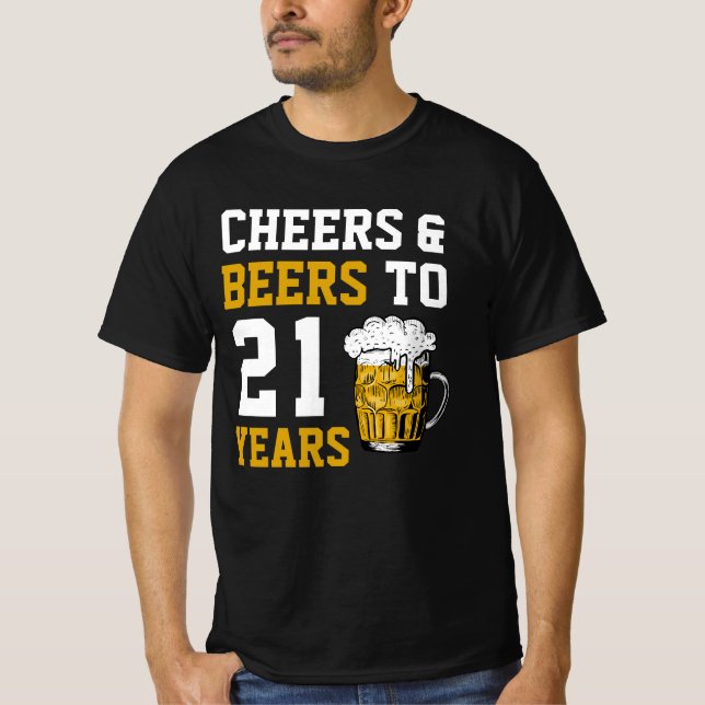 Camiseta aniversário de 21 anos para saudações e cervejas a (Frente)
