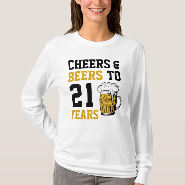 Camiseta aniversário de 21 anos para saudações e cervejas a (Frente)