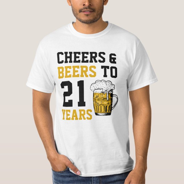 Camiseta aniversário de 21 anos para saudações e cervejas a (Frente)